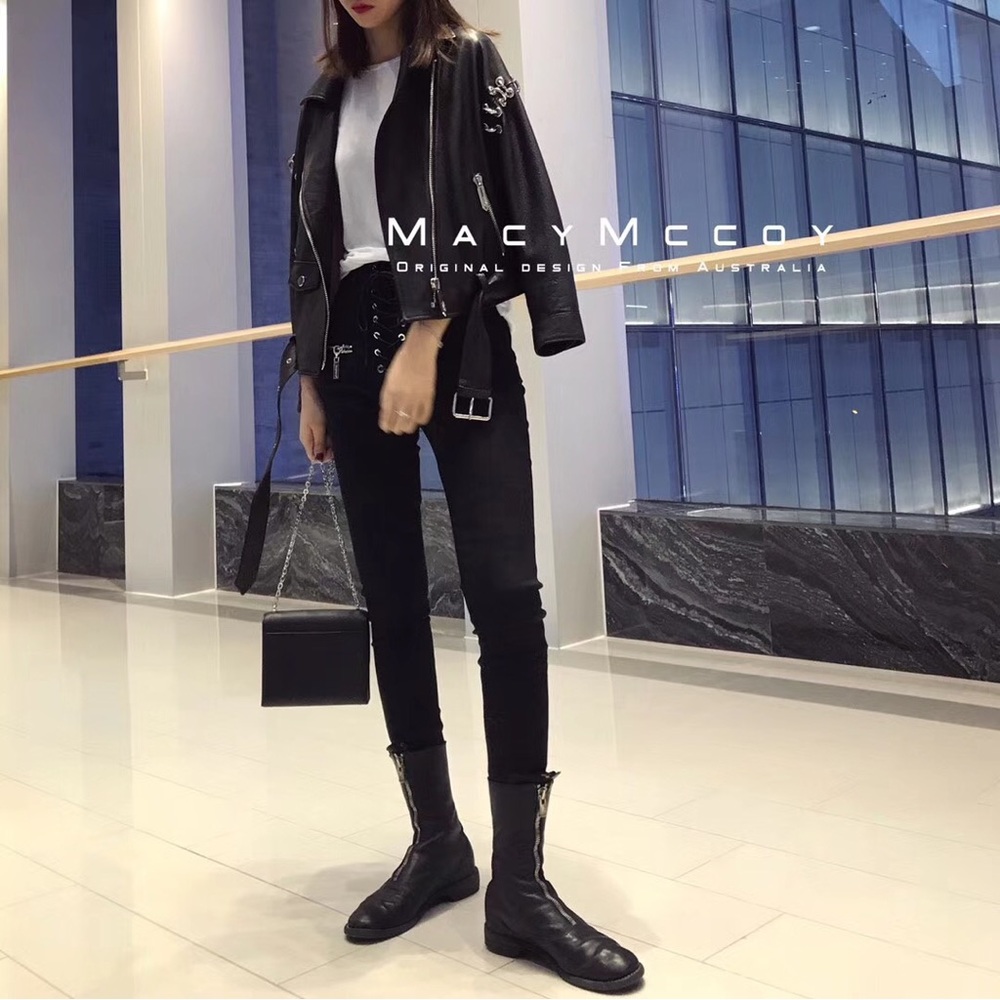 Black Leather biker jacket from Macy Mccoy
